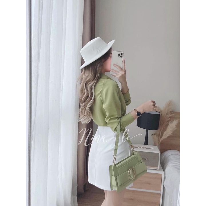 (MIỄN PHÍSHIP 2022) Set tiểu thư Hàn Quốc, Set chân váy chữ A,set bộ nữ áo sơ mi mặc đi chơi, áo sơ mi màu xanh hottrend