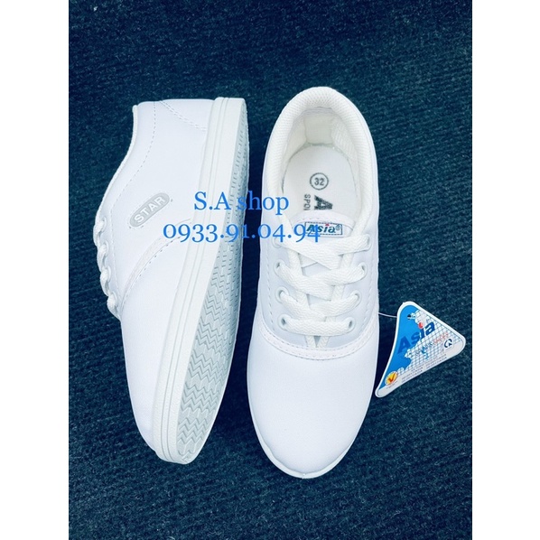Giày thể thao ASIA da SI trắng cột học sinh BÉ gái bé trai