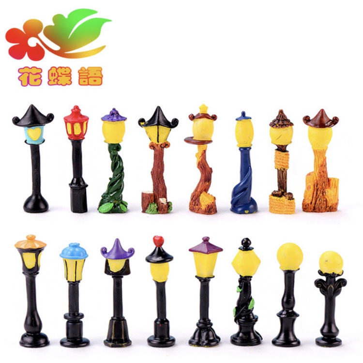 Phụ kiện trang trí tiểu cảnh Đèn Đường, Phụ kiện đèn trang trí chậu cây, Sen Đá, Xương Rồng
