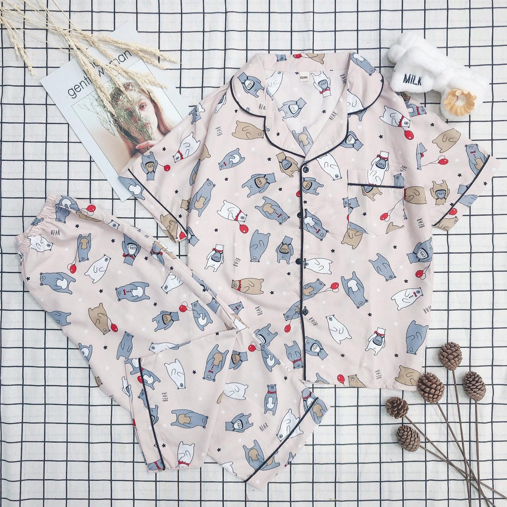 Bộ ngủ Kate cộc lửng - Pijama chống nhăn Rosara phụ kiện | BigBuy360 - bigbuy360.vn