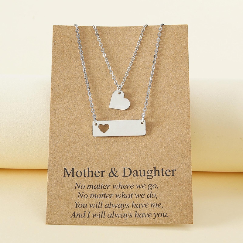 Set 2 Vòng cổ Bạc Mặt Hình Trái Tim