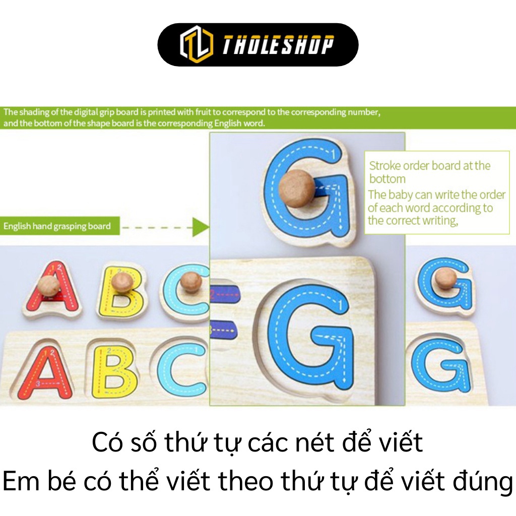 Bảng Chữ Cái GIGAHOME Đồ Chơi Núm Gỗ Ghép Hình Chữ Có Tiếng Anh Ở Dưới Cho Bé Học Tập 6400