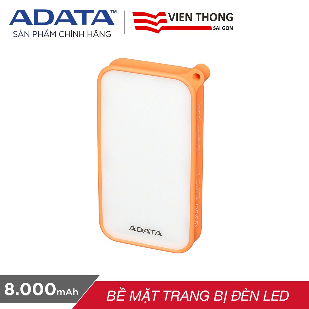 [Mã ELMALL300 giảm 7% đơn 500K] Pin sạc dự phòng 8000mAh ADATA D8000L (Cam) - Hãng phân phối chính thức