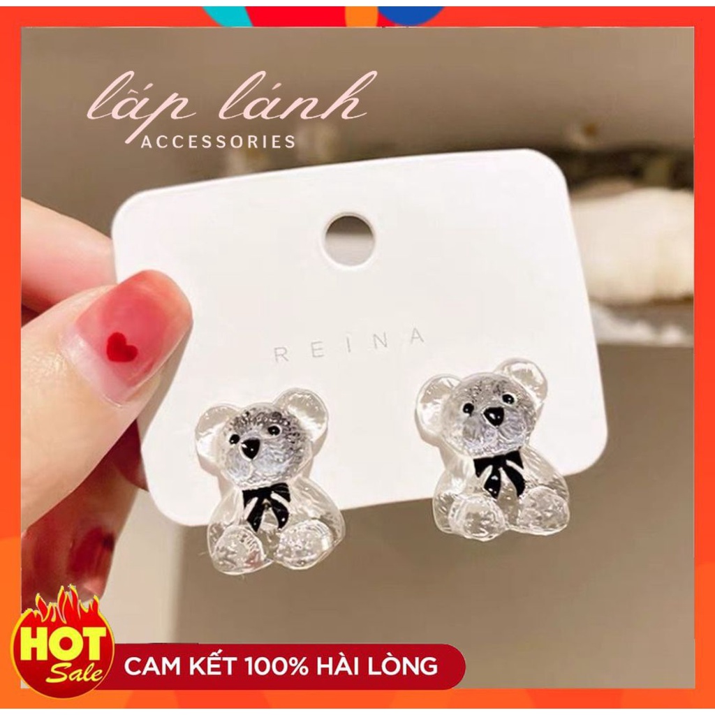[HOT] BÔNG TAI KHUYÊN TAI HÌNH GẤU TRONG SUỐT ĐÁNG YÊU PHONG CÁCH MÙA HÈ HÀN QUỐC NGỌT NGÀO222BT057