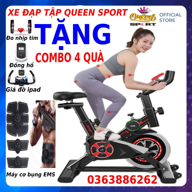 Xe đạp tập gym thể dục Sport tặng máy cơ bụng + đo nhịp tim + đồng hồ 6 chỉ số + bình nước, bảo hành xe 2 năm
