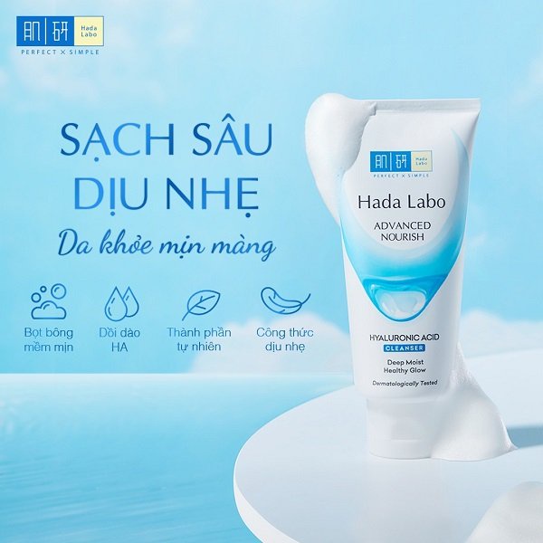 Sữa rửa mặt dưỡng ẩm HadaLabo Advanced Nourish Hyaluronic Acid Cleanser 80g - HadaLabo trắng | BigBuy360 - bigbuy360.vn