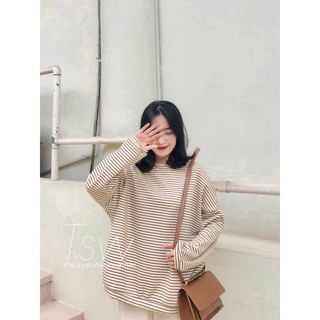 Áo thun kẻ tăm cổ tròn nỉ len 515