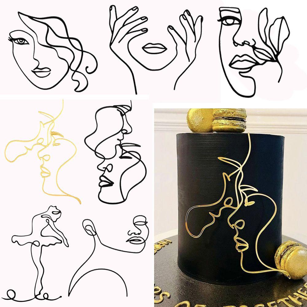 Cây Thông Bánh Topper Acrylic|Cuộn Dây Đen Trang Trí Tiệc Cưới Tối Giản