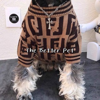 LEN FENDI CHO CHÓ MÈO (áo len cho poodle, ,pug, bull, corgi, mèo,...) CÓ ẢNH THẬT SHOP CHỤP