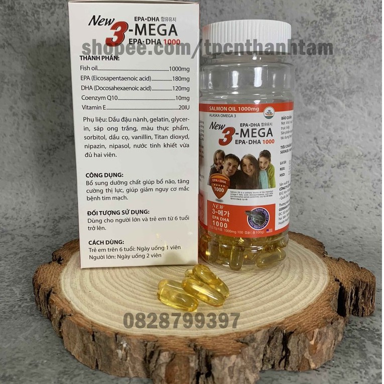 Dầu Cá ALASKA OMEGA 3 hỗ trợ hệ tim mạch, trí não, tăng cường thị lực, sáng mắt, giảm nguy cơ về tim mạch - Hộp 100 viên