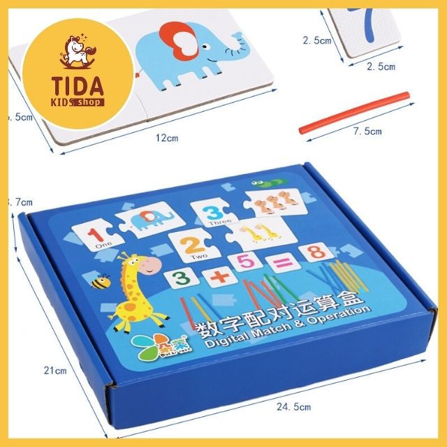 Đồ Chơi Toán Học Digital Matching &amp; Operating Box, Thẻ Học Toán Cho Bé Kèm Que Tính Giá Tốt - Đồ Chơi Gỗ TiDa Kids Shop