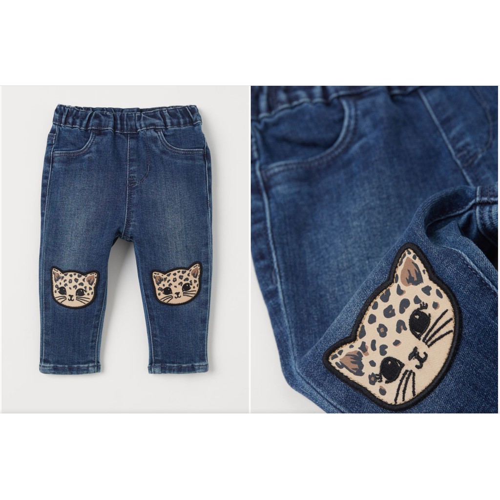 Quần jean xanh mèo HM H&amp;M 6-9, 9-12m_hàng chính hãng authentic