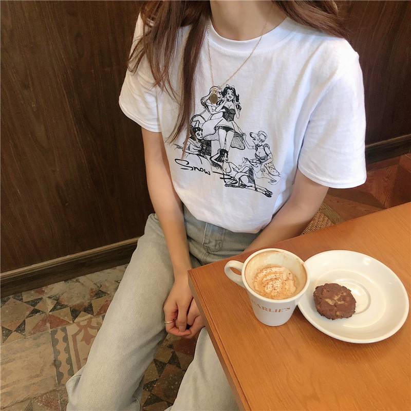 2021 new white short-sleeved T-shirt female ins tide new summer student top tees