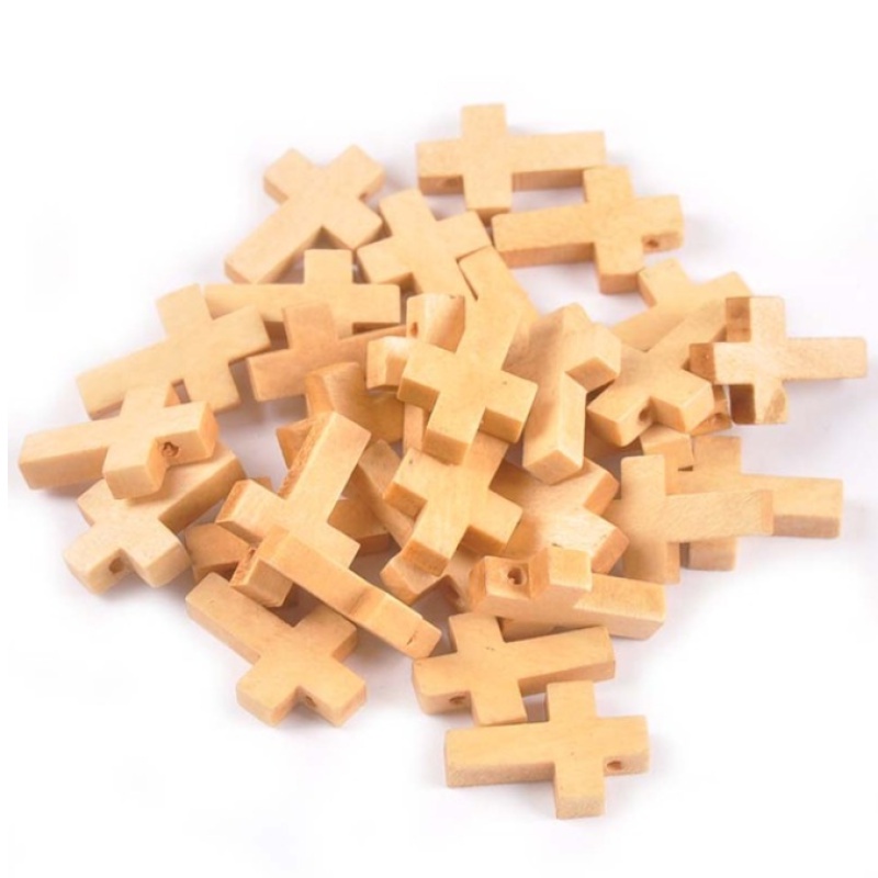 Bộ 50 Hạt Gỗ Hình Thánh Giá Dùng Làm Trang Sức Thủ Công