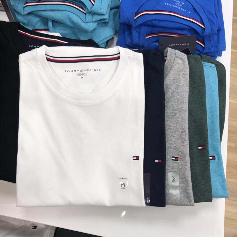 Áo Thun TOMMY Tay Ngắn Cổ Tròn Chất Liệu Cotton Thời Trang Mùa Hè Cho Nam Giới Màu Sắc