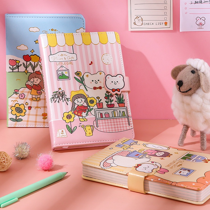 Sổ Ghi Chú 128 Trang Với Khóa Nam Châm Họa Tiết Hoạt Hình Xinh Xắn