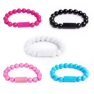 Hot Sale Solid Color Bead Bracelet Charger Micro USB 2.0 Data Sync Charging Cable For iPhone Android