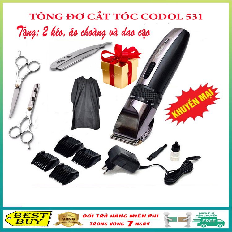 Tông đơ cắt tóc chuyên nghiệp không dây Hàn Quốc Codol 531