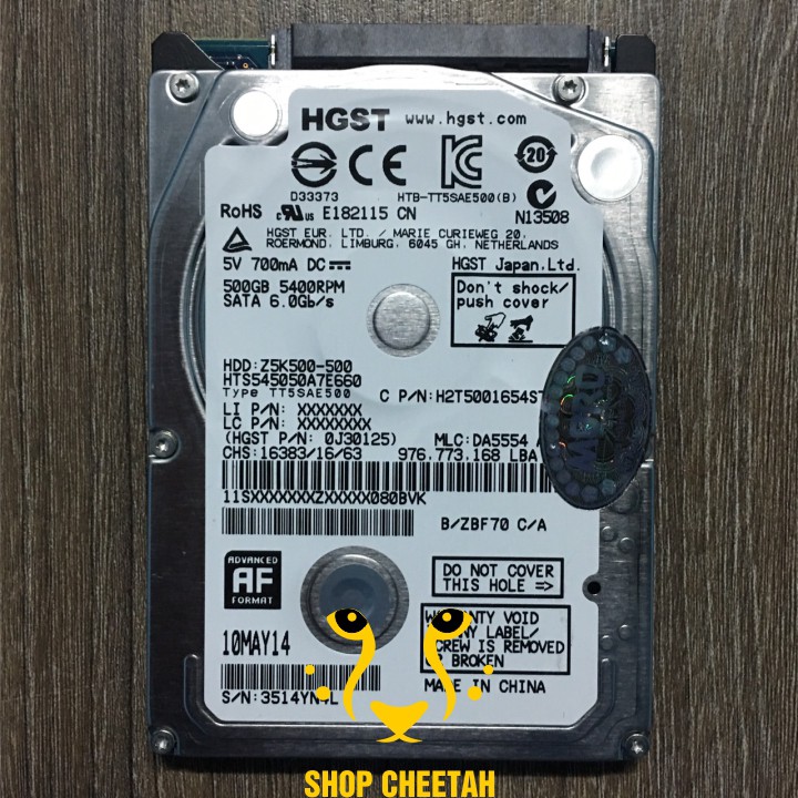 HDD 2.5” Hitachi 500GB (HGST) – Ổ cứng Laptop chính hãng – Bảo hành 12 tháng – Mới 99% – Tháo từ máy nhập khẩu