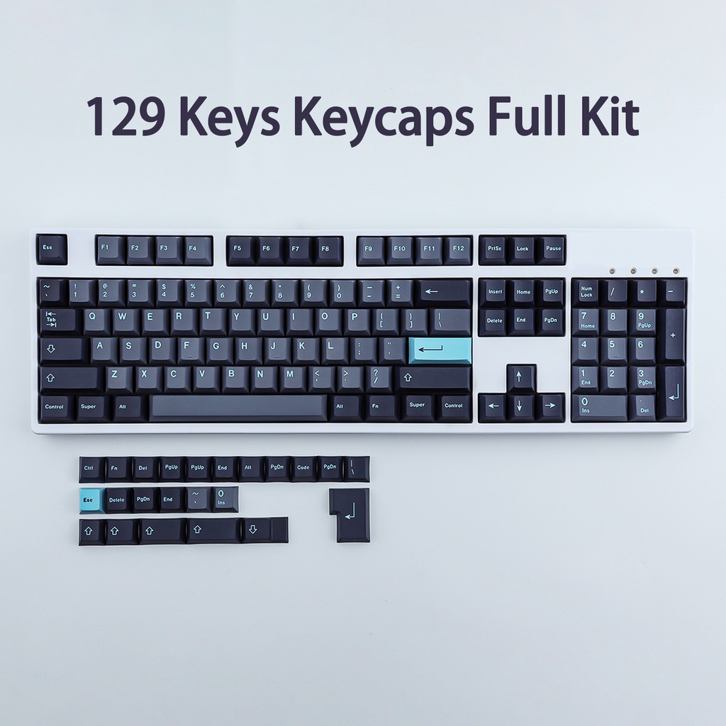 GMK Grey Cyan keycaps, 129 Keys keycaps cherry Profile DYE-SUB Cá nhân hóa GMK Keycaps cho bàn phím cơ