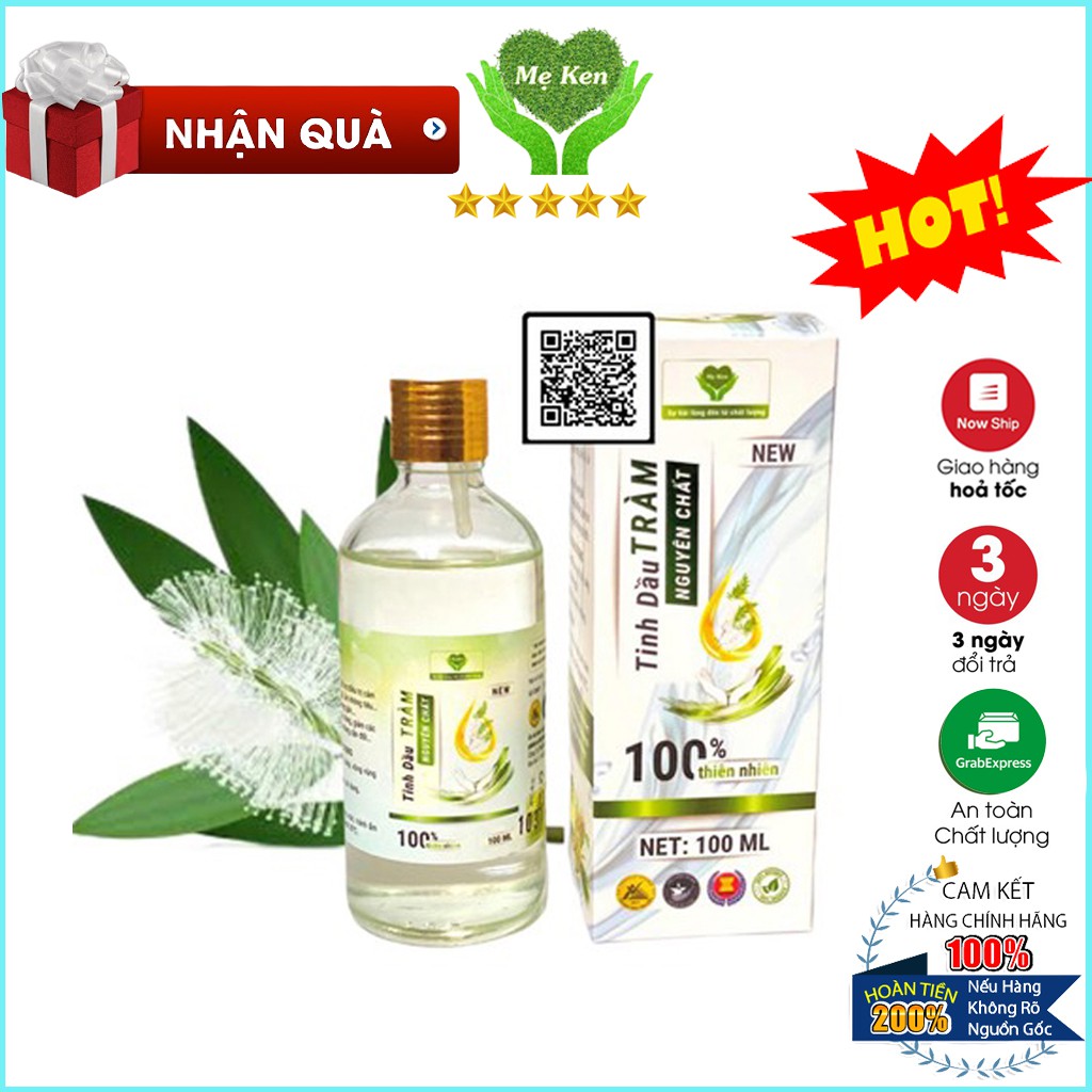 Tinh dầu tràm nguyên chất Mẹ Ken 100ml, đuổi muổi, giữ ấm cho bé, xông phòng