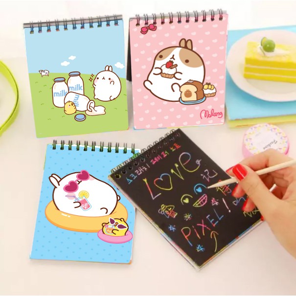 Sổ cào vẽ molang giấy đen SC14 14cm *10 cm sổ cào cute dễ thương