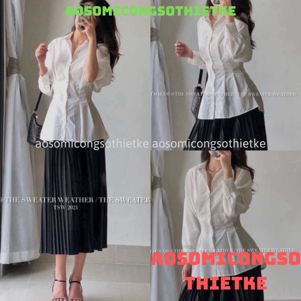 [Ảnh thật/Video]ÁO SƠ MI XIAOZING CHIẾT EO TÔN DÁNG ÁO SƠ MI TRẮNG SANg chảnh kaca aosomicongsothietke