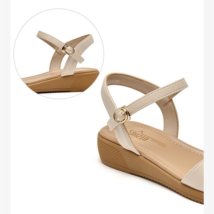 Giày sandal Dusto quai ngang, đế xuồng cao 3.5cm