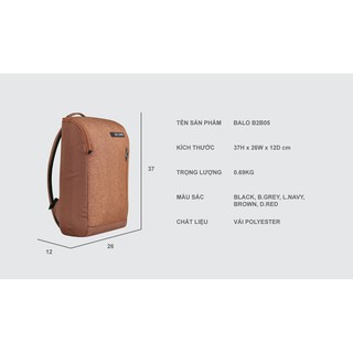 Ba lô laptop thời trang nam nữ unisex Simplecarry B2B05 ngăn laptop 14 inch vải chống nước bền bỉ bảo hành đến 10 năm