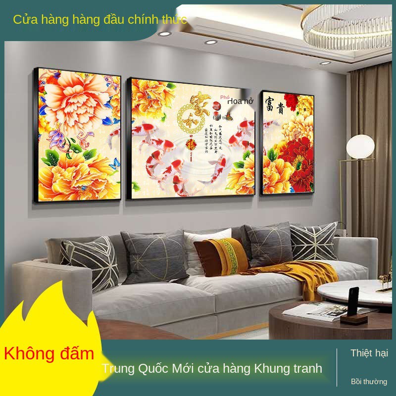 ☃✤Nền sofa bức tranh trang trí tường đơn giản và không khí cao cấp nai sừng tấm phòng khách Bắc Âu các bộ ba Wans