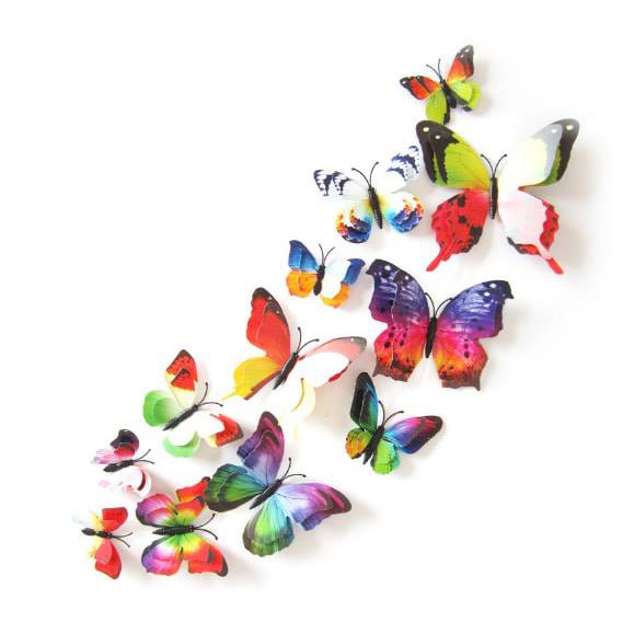 Bướm 3D 2 Lớp Cánh Kép Mẫu Mới Nhất 1 set 12 con