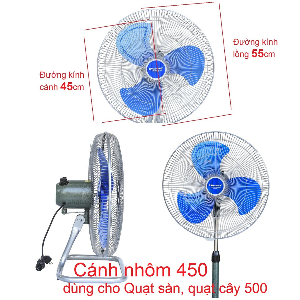 Cánh Quạt Công nghiệp Chính Hãng Vinawind nhôm 450 cho Komasu 500 Quạt sàn chân quỳ, quạt cây đứng