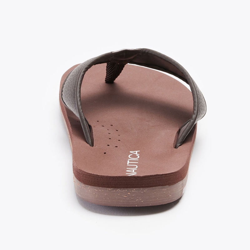 Dép Nautica Logo-Embossed Thong Sandal - Brown