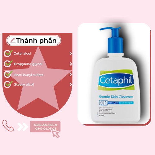 Sữa Rửa Mặt Dịu Nhẹ Dành Cho Da Nhạy Cảm Cetaphil Gentle Skin Cleanser, SRM Cetaphil 125ml, 500ml, 591ml SRM1005
