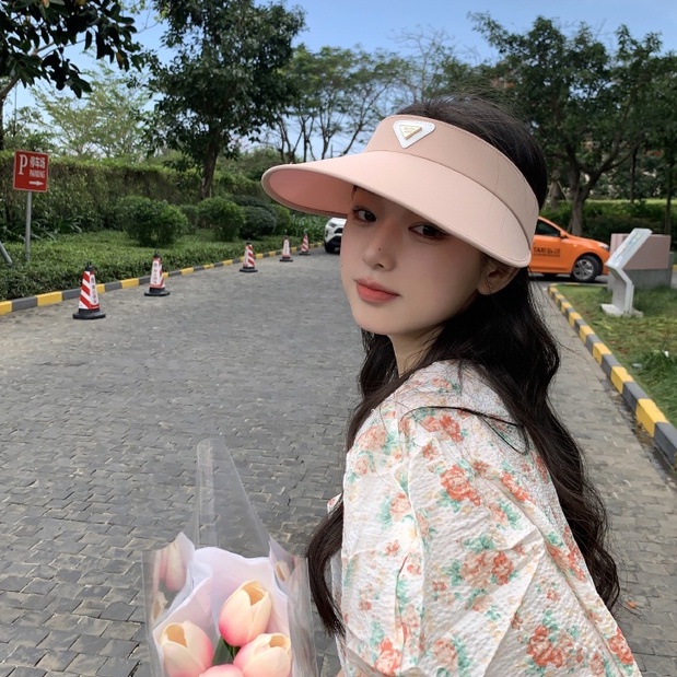 Mũ lưỡi trai rộng vành hở chóp chống nắng / tia cực tím thời trang xuân hè dễ phối đồ khi đi du lịch