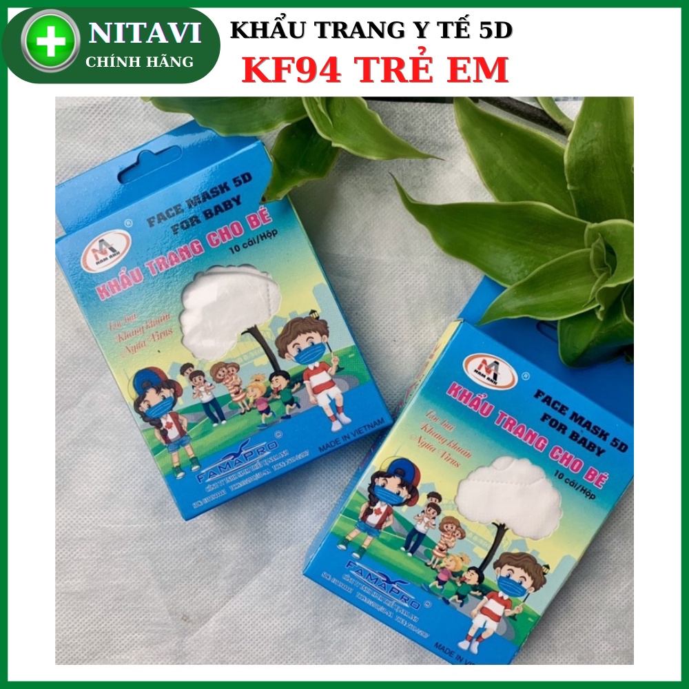 Khẩu trang trẻ em KF94 Khẩu Trang cho bé 5D Chất liệu dệt PP Kháng Khuẩn Họa Tiết Đáng Yêu