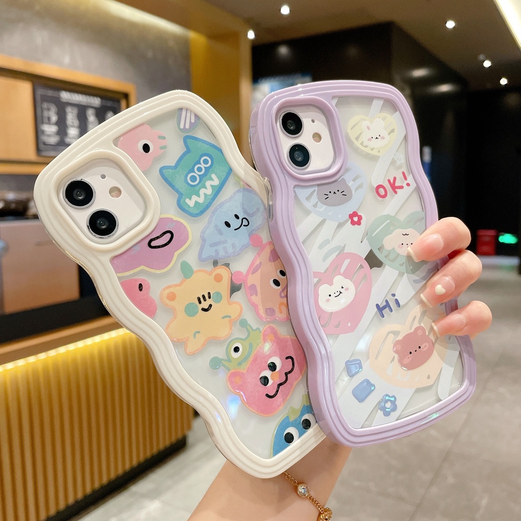 Ốp Điện Thoại Chống Sốc Họa Tiết Động Vật Hoạt Hình Cho iPhone 14 / 13 / 12 / 11 / X