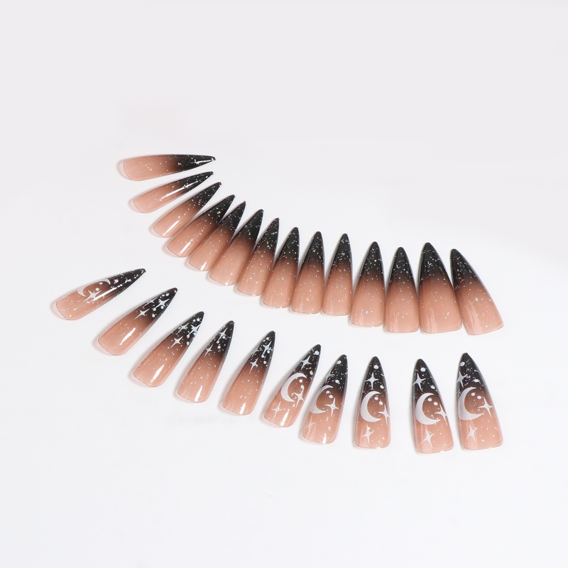 Bộ 24 Móng Tay Giả Bằng Acrylic Phong Cách Gothic Hóa Trang Halloween