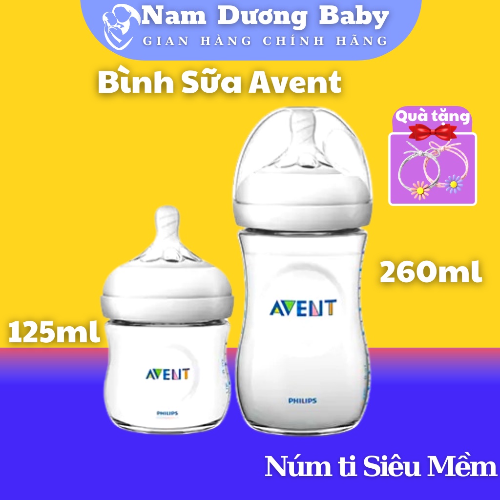 Bình sữa, bình cho bé ti -Bình sữa Philips Avent Natural  125ml / 260ml bằng nhựa PP, không có BPA