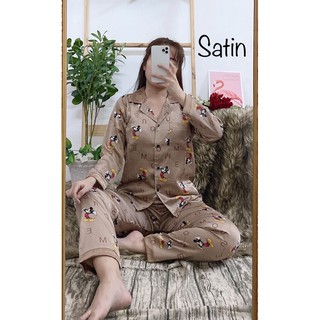 ( FreeSize Satin ) Đồ Bộ Pijama Satin Phối TDQD.