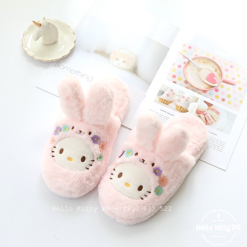 Dép bông Hello Kitty lai thỏ