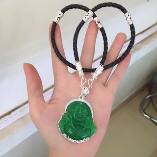 dây da mặt phật Di lặc bọc bạc