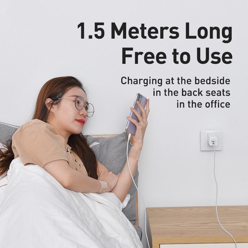 Dây Cáp Sạc Baseus 1.5M Chuyển Đổi Dữ Liệu Cho Điện Thoại iPhone X Xr 12 Mini Pro Max 11x8 Plus