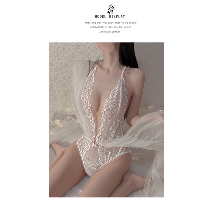 Váy Ngủ Xẻ Sâu Cổ Chữ V Kèm Voan Thắt Nơ MS753 [CWEAR.SEXY_ĐỒ NGỦ &amp; NỘI Y CAO CẤP]