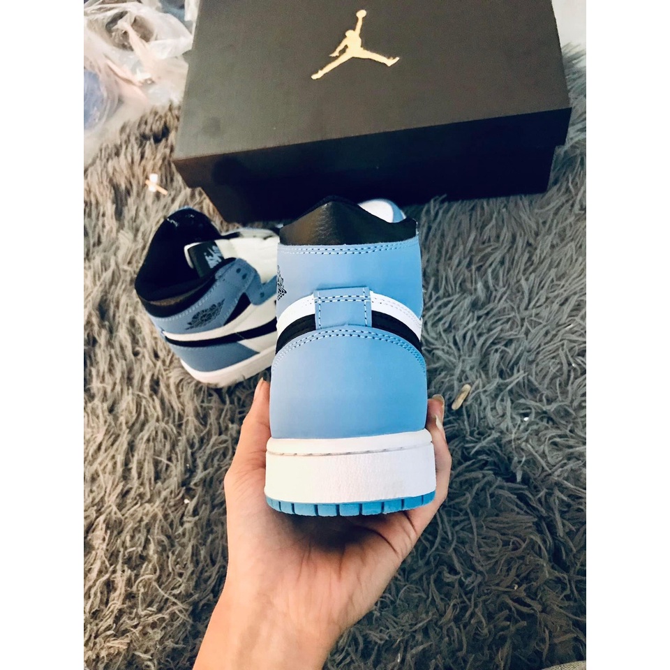(ngankien)Giày thể thao air Jordan Xanh Dương  cổ cao nam nữ full box bill