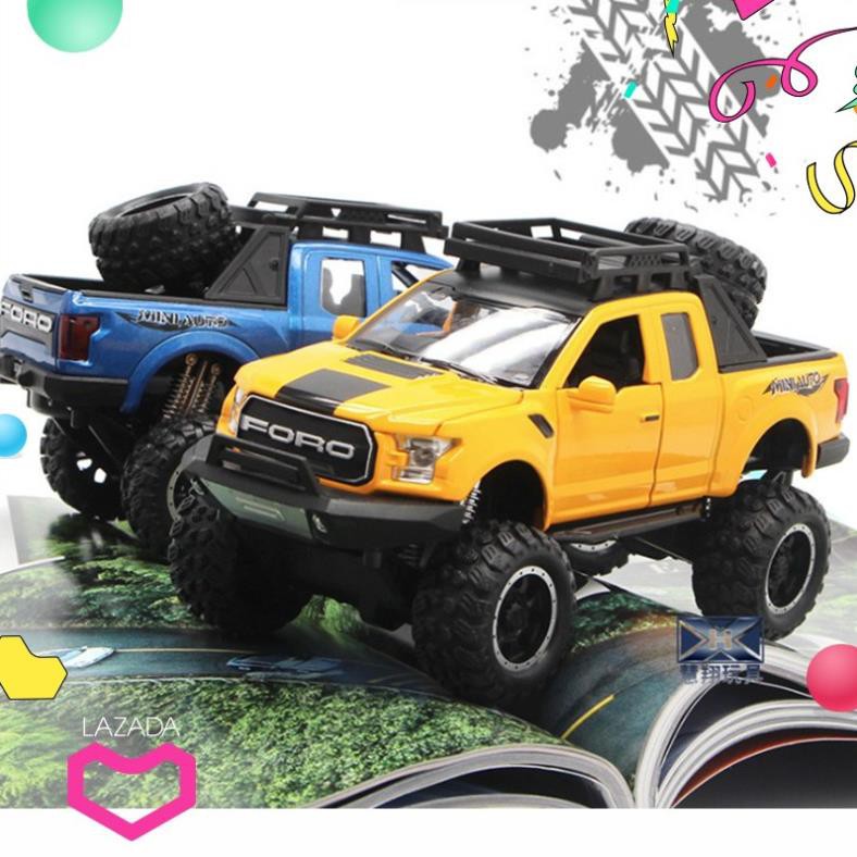 Mô Hình Xe bán tải Ford F150 Offroad Tỷ Lệ 1:32 đồ chơi trẻ em mô hình bằng sắt có âm thanh và đèn mở các cửa