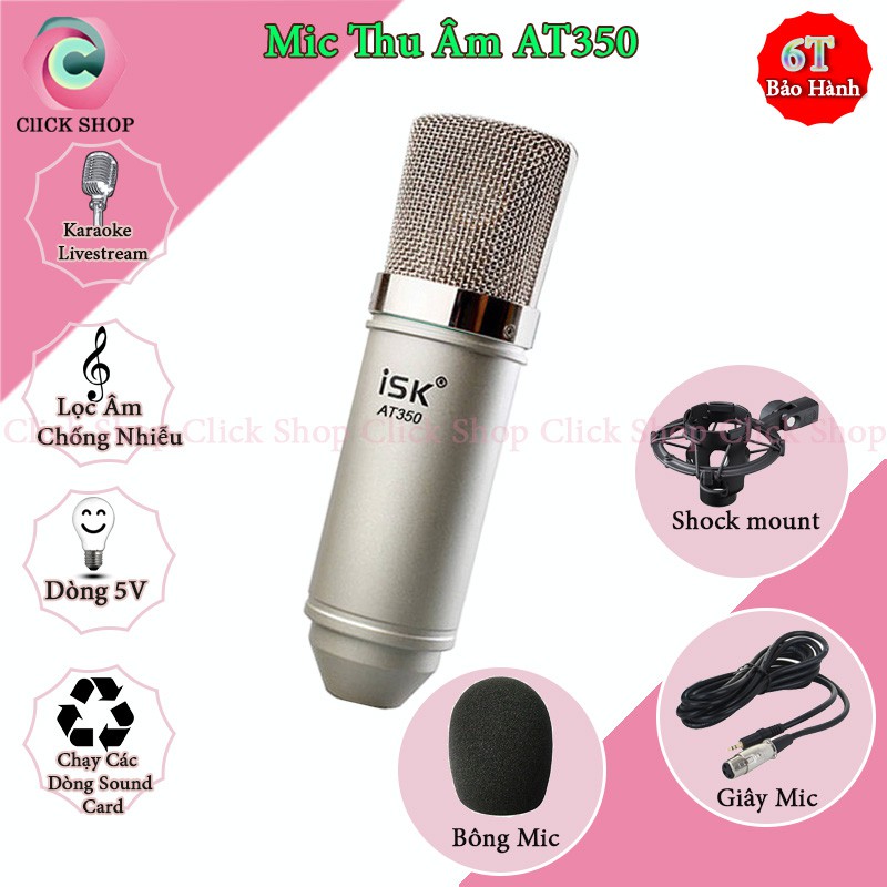 Combo mic thu âm AT350 với sound card k10 đời 2020 kèm chân đế và màng lọc chuyển livestream và karaoke dễ dùng tiện