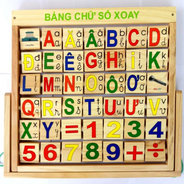 Bảng học chữ và số Tiếng Việt xoay lật