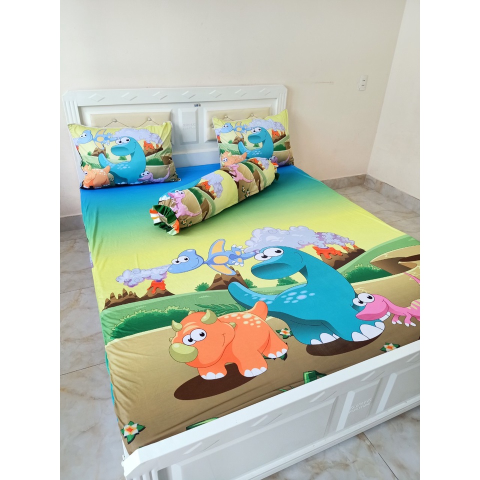 Chăn thun 5d cao cấp khủng long, bộ drap lẻ 5D