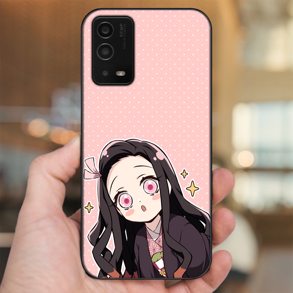 Ốp lưng Oppo A55 4G, A55 5G viền đen in hình Nezuko Kimetsu no Yaiba